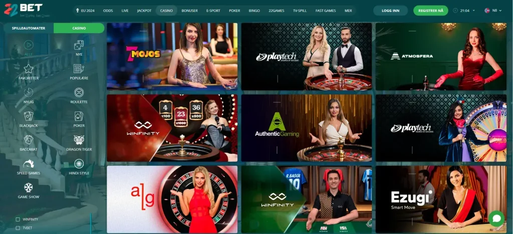 22bet casino index site