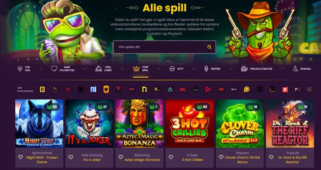 alle spill bizzo casino