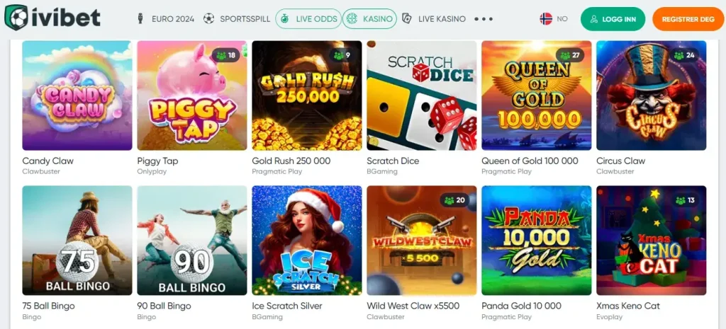 casinospill lobby ivibet