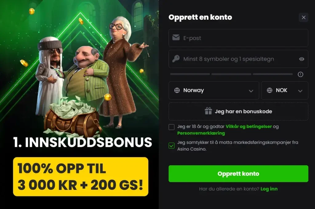 asino.com registrer konto