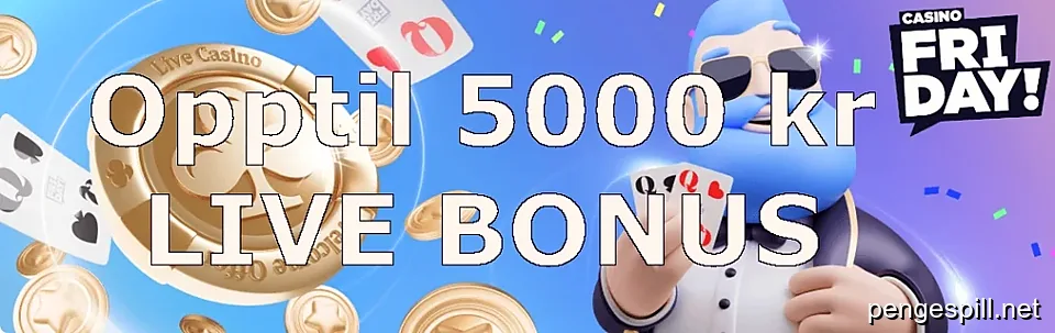 CasinoFriday velkomstbonus med live bonus opptil 5 000 kr